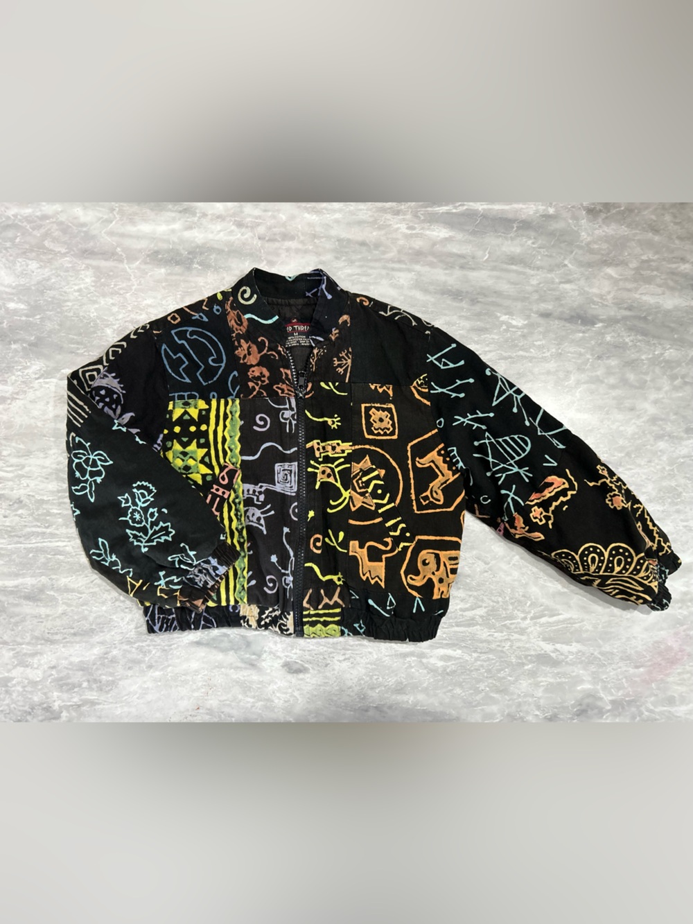 Sacred Threads Jacket with Neon Aqua, Yellow and Lavender Accents